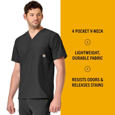 Carhartt Scrubs C15106 Men's Force® Modern Fit Twill Chest Pocket Top in Black product image