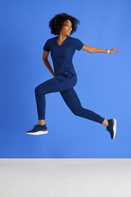 BARCO One Boost Scrub Set for Women - Sporty V-Neck Top, Eco-Friendly Fabric, 4-Way Stretch Women's Jogger Scrub Set in Indigo Navy product image