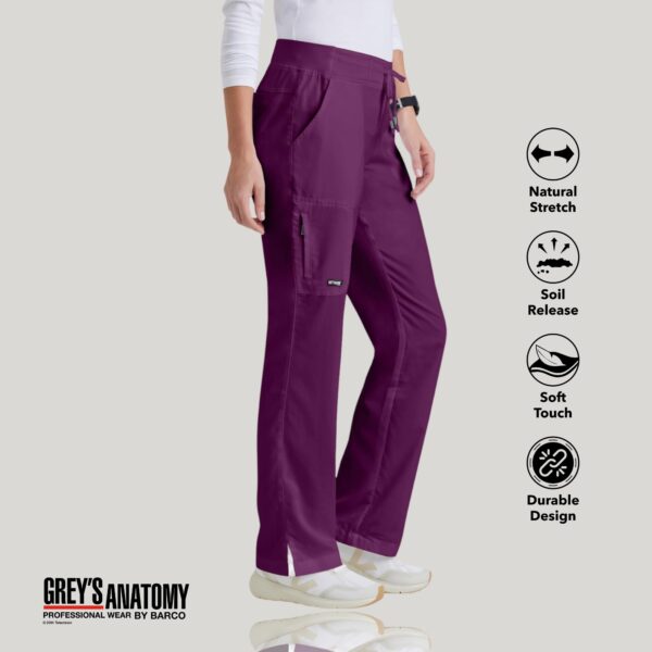 BARCO Grey's Anatomy Scrubs - Mia Scrub Pant for Women, Elastic Back Waist, Low-Rise Shaped Leg Women's Scrub Pant in Wine product image