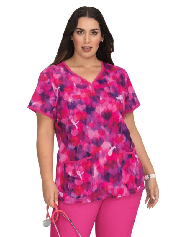 KOI Classics 1007PRM Women's Eve Scrub Top Blurry Heart in Blurry Hearts product image