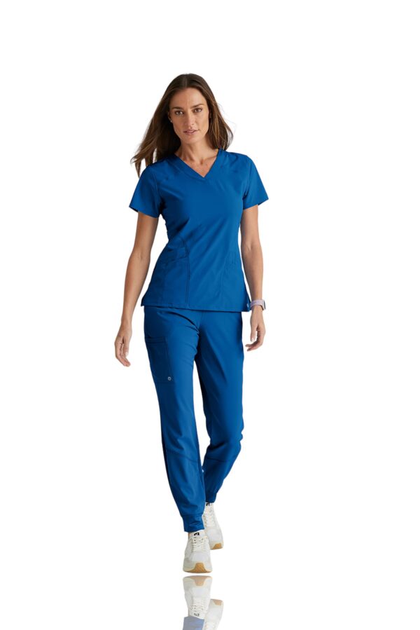 BARCO One Boost Scrub Set for Women - Sporty V-Neck Top, Eco-Friendly Fabric, 4-Way Stretch Women's Jogger Scrub Set in New Royal product image