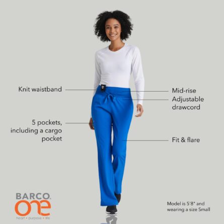 BARCO One Stride Pant-5 Pocket Mid-Rise Women's Scrub Pants in New Royal product image