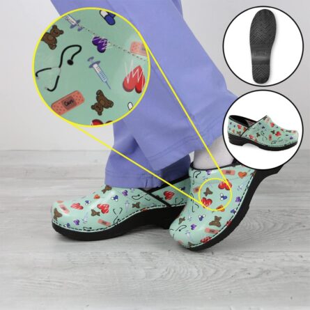 Sanita Weare Professional Clogs - Patent Leather, Arch Support, Slip-Resistant, APMA-Approved, Medical-Themed Slip-On Shoes product image