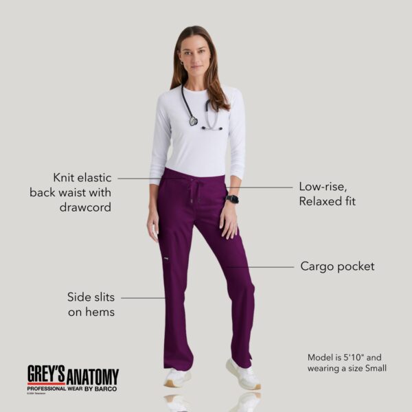 BARCO Grey's Anatomy Scrubs - Mia Scrub Pant for Women, Elastic Back Waist, Low-Rise Shaped Leg Women's Scrub Pant in Wine product image