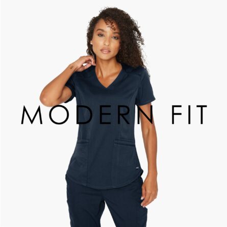 BARCO Grey's Anatomy Women's Avana Top, Easy Care V-Neck Medical Scrub Top w/ 4 Pockets in Steel product image