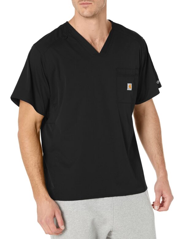 Carhartt Scrubs C15106 Men's Force® Modern Fit Twill Chest Pocket Top in Black product image