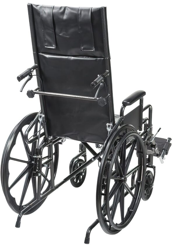 Drive Medical SSP18RBDDAV Silver Sport Recliner with Vinyl Upholstery, 18" Wide Seat, Desk Arms, Hydraulic Reclining Mechanism, Carbon Steel Frame, Composite Mag-Style Wheels, 8" Front Caster product image