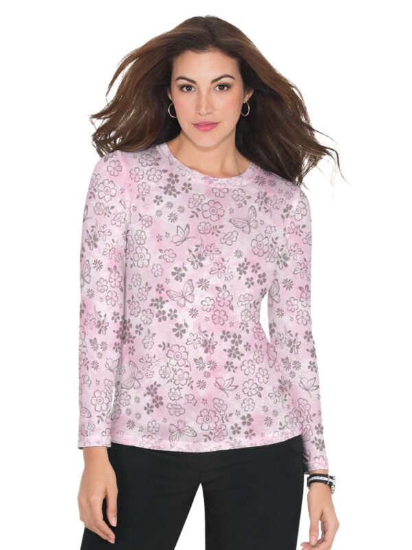 Stretch Presley Top Flower Burnout Pink White in Pink,white product image