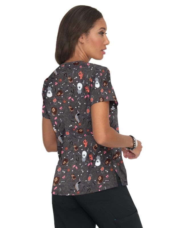 KOI Basics Leslie Women's 2-Pocket Stretch Print Top Pet Buddy' in Pet Buddy's product image