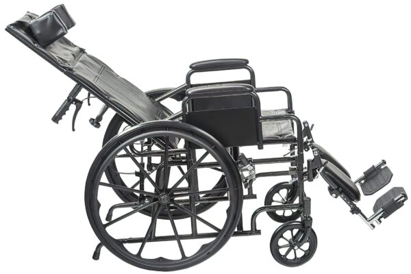 Drive Medical SSP18RBDDAV Silver Sport Recliner with Vinyl Upholstery, 18" Wide Seat, Desk Arms, Hydraulic Reclining Mechanism, Carbon Steel Frame, Composite Mag-Style Wheels, 8" Front Caster product image