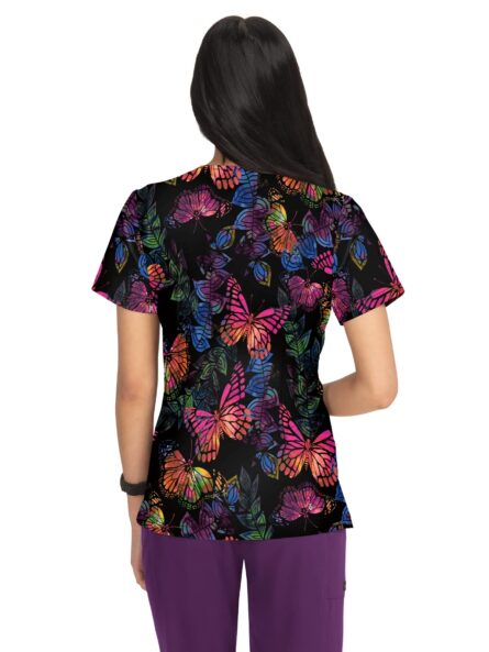 KOI Planet 1075PR Women's Aria Scrub Top Dancing Butterflie product image