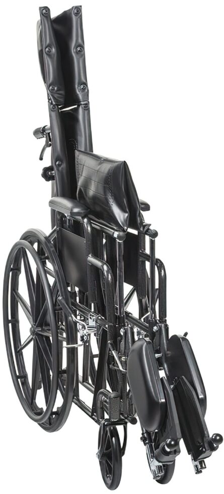 Drive Medical SSP18RBDDAV Silver Sport Recliner with Vinyl Upholstery, 18" Wide Seat, Desk Arms, Hydraulic Reclining Mechanism, Carbon Steel Frame, Composite Mag-Style Wheels, 8" Front Caster product image