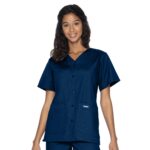 Landau Essentials Relaxed Fit 4-Pocket V-Neck Scrub Top for Women 8232 in Navy product image