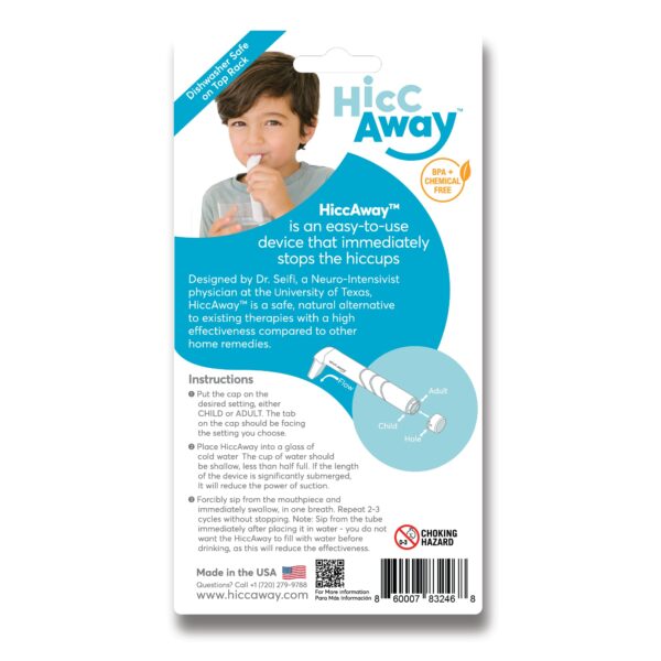 HICCAWAY Hiccup Straw, Clinically Proven, Stop Hiccups, Light Blue, 2Pack product image