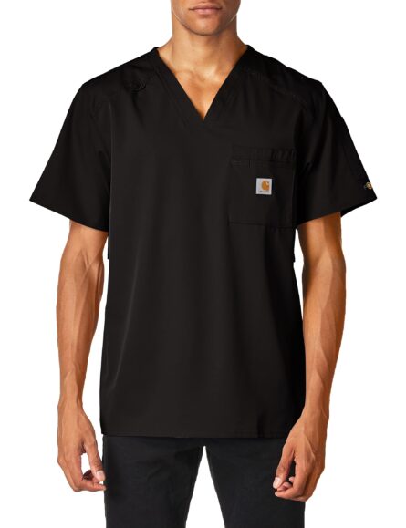 Carhartt Scrubs C15106 Men's Force® Modern Fit Twill Chest Pocket Top in Black product image