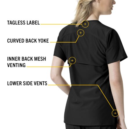 Carhartt Scrubs C12106 Women's Force® Modern Fit Twill V-Neck Top in Black product image
