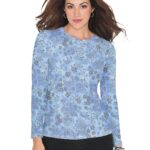 KOI Stretch 1061PR Women's Presley Scrub Tee Shirt Flower Burnout in Flower Burnout True Ceil product image