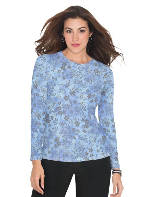 KOI Stretch 1061PR Women's Presley Scrub Tee Shirt Flower Burnout - Flower Burnout True Ceil KOI Stretch 1061PR Women's Presley Scrub Tee Shirt Flower Burnout in Flower Burnout True Ceil product image
