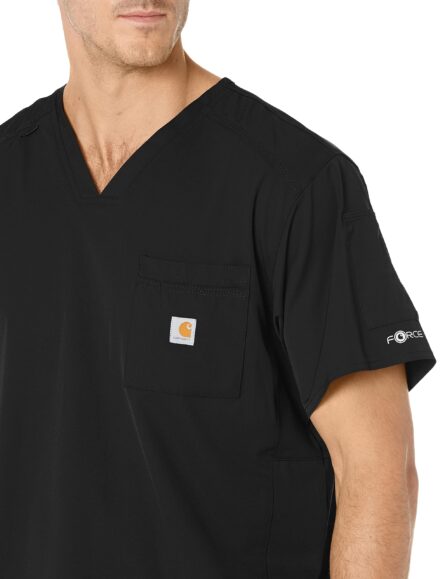 Carhartt Scrubs C15106 Men's Force® Modern Fit Twill Chest Pocket Top in Black product image