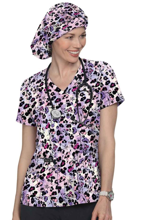 KOI Basics Leslie Women's 2-Pocket Stretch Print Top Watercolor Poppie - Watercolor Poppies - Medium KOI Basics Leslie Women's 2-Pocket Stretch Print Top Watercolor Poppie in Watercolor Poppies product image