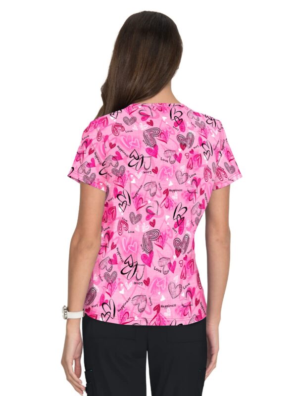 KOI Basics Leslie Women's 2-Pocket Stretch Print Top Love and Happine in Love and Happiness product image