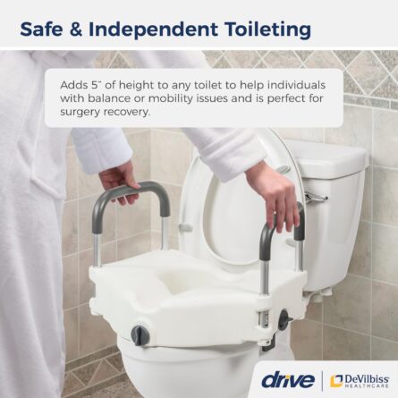 Drive Medical Preservetech Secure Lock Raised Toilet Seat With Handles, 5 Inch product image