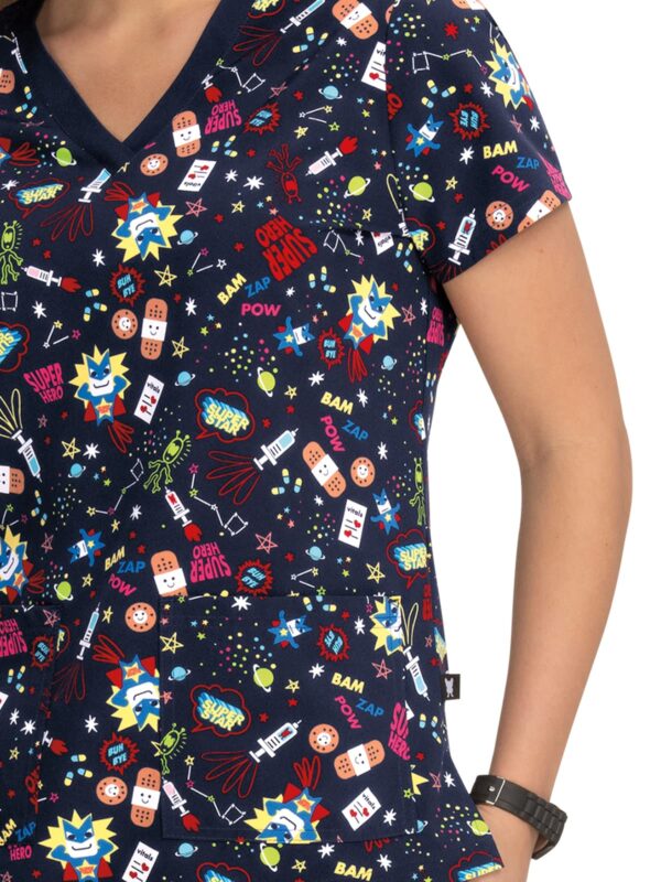 KOI French Bull F100PR Women's Lulu Scrub Top Super Hero product image