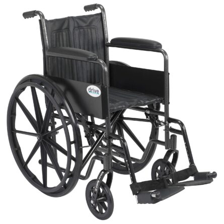 Drive Medical Drive Silver Sport 2 Detachable Desk Arms/Footrests Wheelchair Detachable Desk Arms and Elevating Leg Rests 16" Seat product image