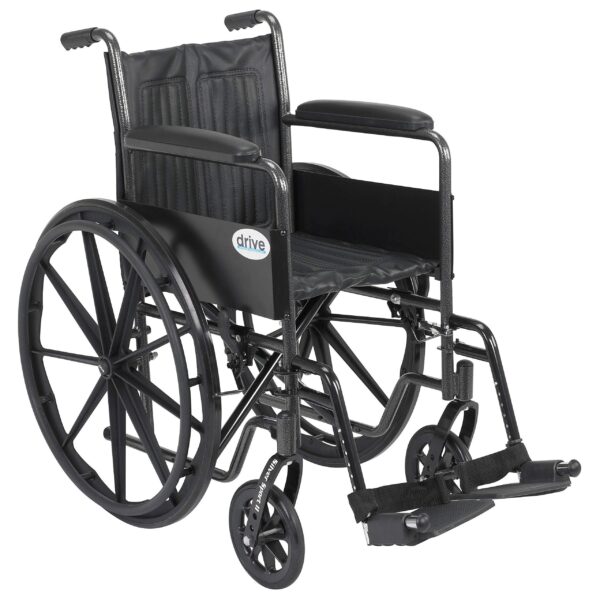 Drive Medical Drive Silver Sport 2 Detachable Desk Arms/Footrests Wheelchair Detachable Desk Arms and Elevating Leg Rests 16" Seat product image