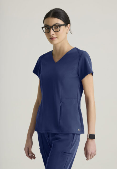 Grey's Anatomy™ by Barco Cultivate Women's 3-Pocket Classic V-Neck Back Waist Detail Top - Image 9