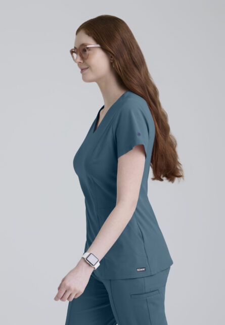 Grey's Anatomy™ by Barco Cultivate Women's 3-Pocket Classic V-Neck Back Waist Detail Top - Image 2