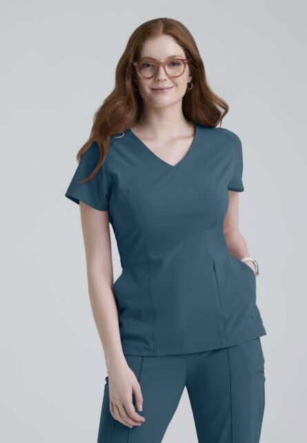 Grey's Anatomy™ by Barco Cultivate Women's 3-Pocket Classic V-Neck Back Waist Detail Top - Image 1