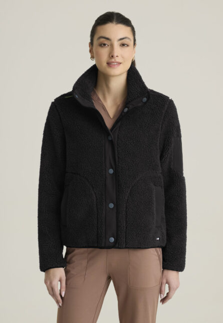 Grey's Anatomy Spandex Stretch Women's 5-Pocket Mock Neck Snap Front Jacket - Image 1