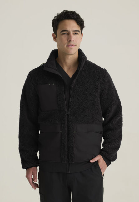 Grey's Anatomy Spandex Stretch Men's 5-Pocket Mock Neck Zip Front Jacket - Image 1