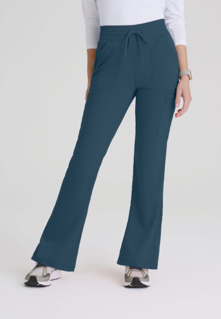 Grey's Anatomy Spandex Stretch Women's 7 Pocket Knit Waistband Fit & Flare Pant - Image 1