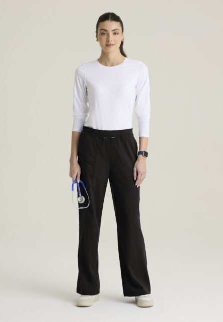 Grey's Anatomy Spandex Stretch Women's 7-Pocket Layered Waistband Wide Leg Pant - Image 5