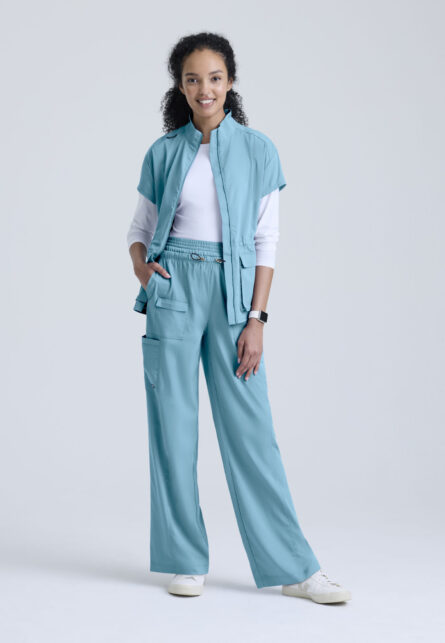 Grey's Anatomy Spandex Stretch Women's 7-Pocket Layered Waistband Wide Leg Pant - Image 11