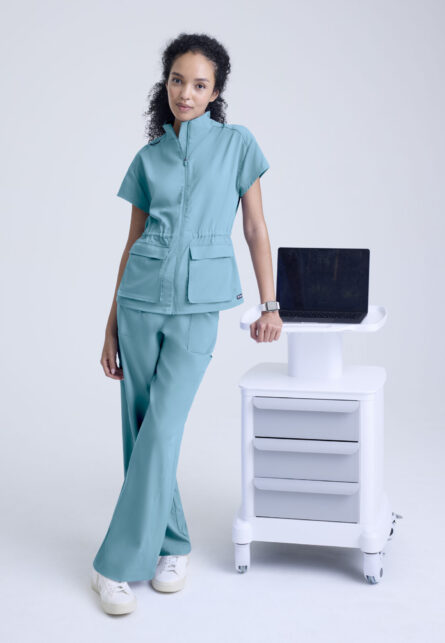 Grey's Anatomy Spandex Stretch Women's 7-Pocket Layered Waistband Wide Leg Pant - Image 12