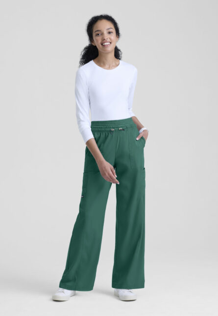 Grey's Anatomy Spandex Stretch Women's 7-Pocket Layered Waistband Wide Leg Pant - Image 9