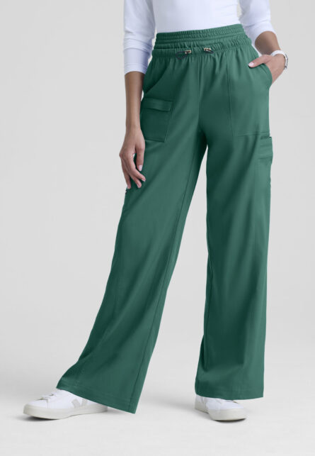 Grey's Anatomy Spandex Stretch Women's 7-Pocket Layered Waistband Wide Leg Pant - Image 8