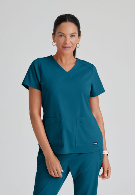 Grey's Anatomy Spandex Stretch Emma Top-4 Pocket Scrub Top - Image 1