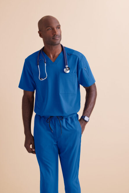 Grey's Anatomy by Barco Spandex Stretch Men's Chest Pocket V-Neck Scrub Top - Image 3