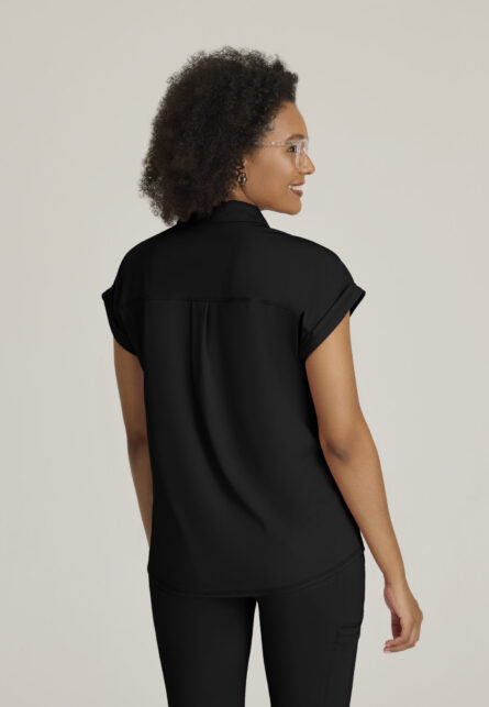 Grey's Anatomy Knit Stretch Women's Renew 1-Pocket Collared Neck Top - Image 2