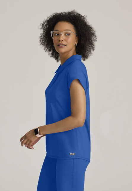 Grey's Anatomy Knit Stretch Women's Renew 1-Pocket Collared Neck Top - Image 8