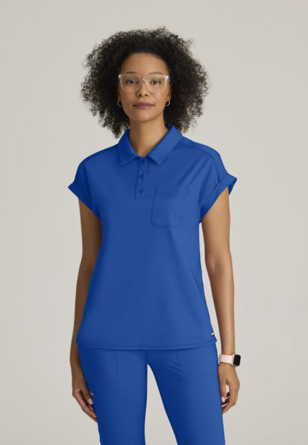 Grey's Anatomy Knit Stretch Women's Renew 1-Pocket Collared Neck Top - Image 7