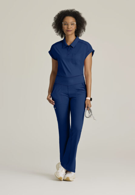 Grey's Anatomy Knit Stretch Women's Renew 1-Pocket Collared Neck Top - Image 6
