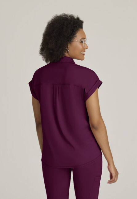Grey's Anatomy Knit Stretch Women's Renew 1-Pocket Collared Neck Top - Image 12