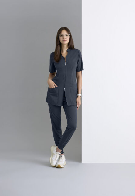 Grey's Anatomy Spandex Stretch Women's Sahar 2-Pocket Banded Collar Top - Image 3