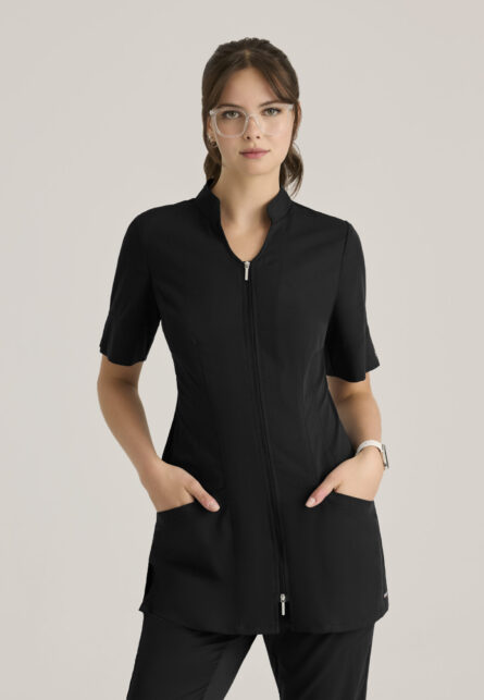 Grey's Anatomy Spandex Stretch Women's Sahar 2-Pocket Banded Collar Top - Image 1