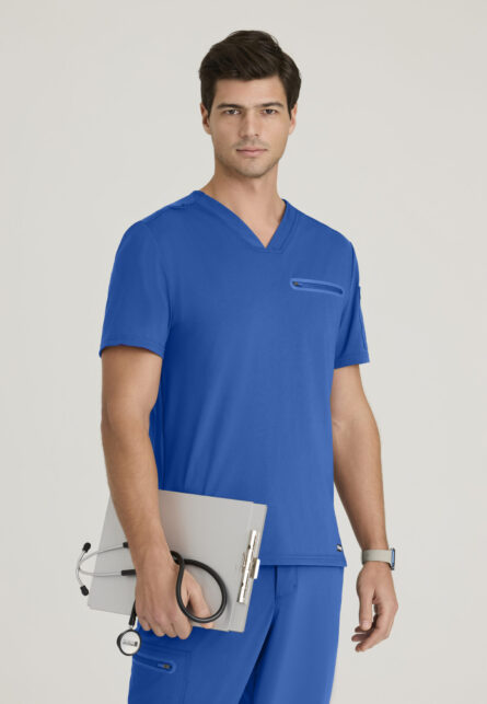 Grey's Anatomy By Barco Knit Stretch Men's 2 Pocket V-neck Framed Pocket Top - Image 6